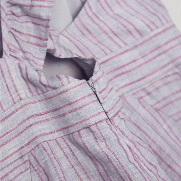 Anthropologie Elevenses Linen Nantucket Ruffle Wide Leg Jumpsuit Lavender $148 - Picture 13 of 16